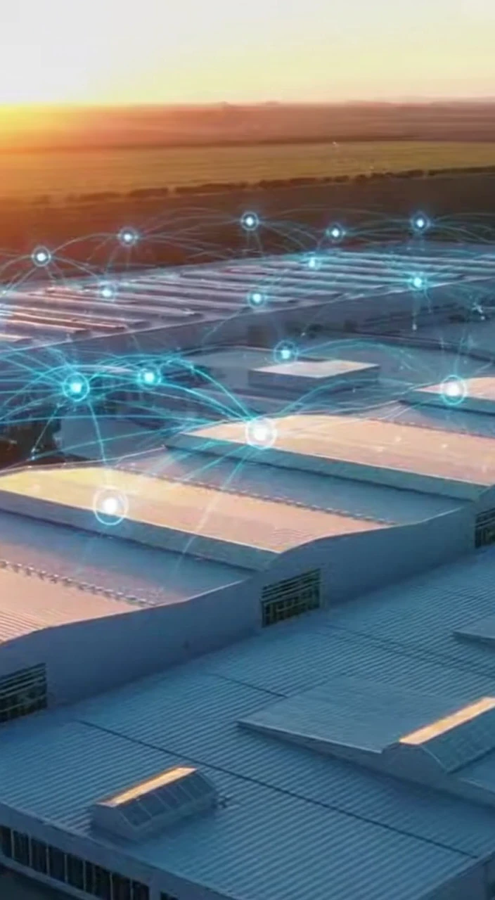 Cinematic IIoT Digital Transformation Showcase Real-Time Data Integration and Automated Industrial Workflows in High-Tech Factories