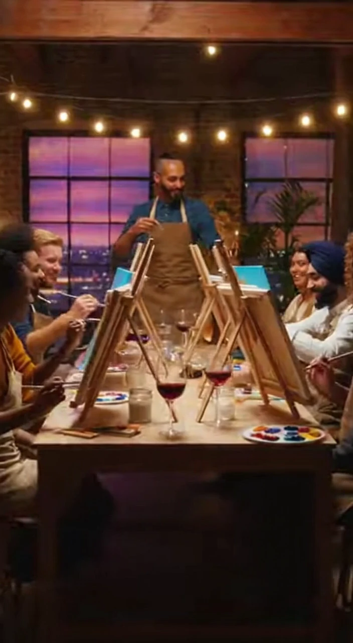 Paint and Sip Party Compilation: Social Painting Night with Friends in a Relaxed Studio Setting